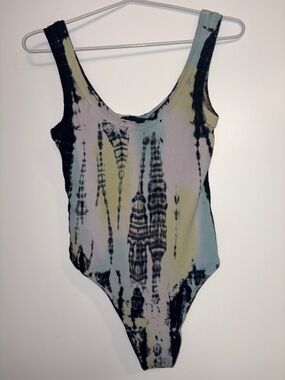 All Saints Pastel Tie-Dye Ribbed One-Piece - Black Accents